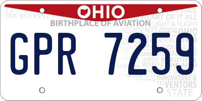 OH license plate GPR7259