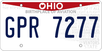 OH license plate GPR7277