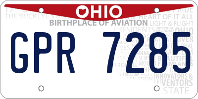 OH license plate GPR7285
