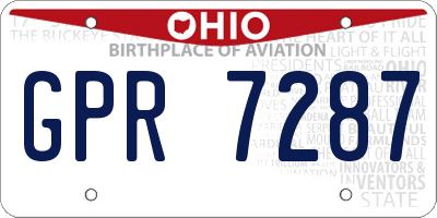 OH license plate GPR7287