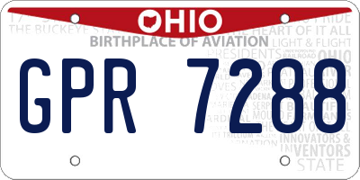 OH license plate GPR7288