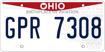 OH license plate GPR7308