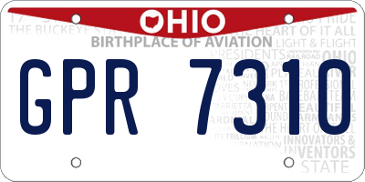OH license plate GPR7310