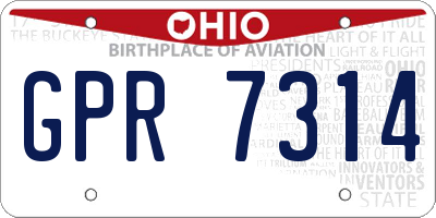 OH license plate GPR7314