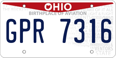 OH license plate GPR7316