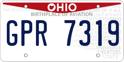 OH license plate GPR7319