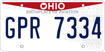 OH license plate GPR7334