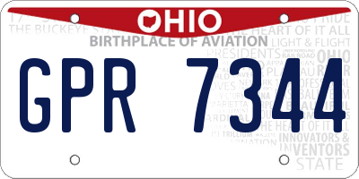OH license plate GPR7344