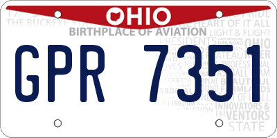 OH license plate GPR7351