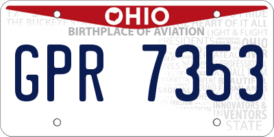 OH license plate GPR7353