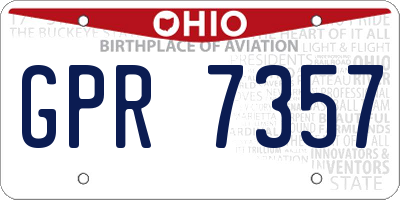 OH license plate GPR7357