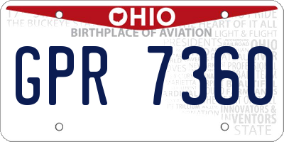OH license plate GPR7360
