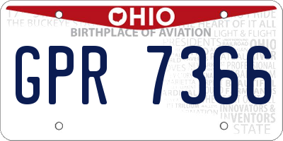 OH license plate GPR7366