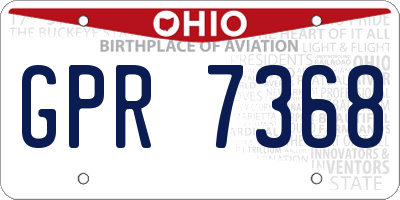 OH license plate GPR7368
