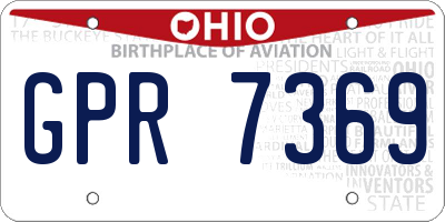 OH license plate GPR7369