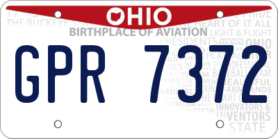 OH license plate GPR7372