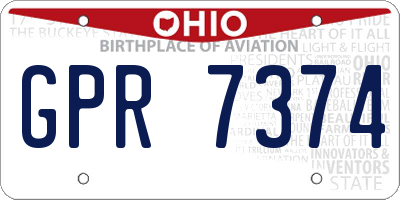 OH license plate GPR7374