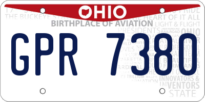 OH license plate GPR7380