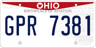 OH license plate GPR7381