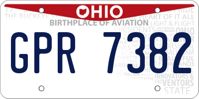 OH license plate GPR7382