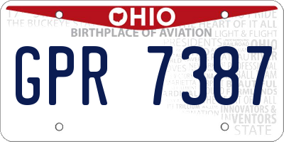 OH license plate GPR7387