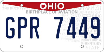 OH license plate GPR7449