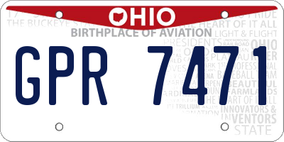OH license plate GPR7471