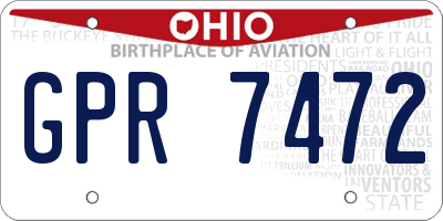 OH license plate GPR7472