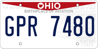 OH license plate GPR7480