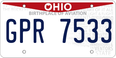 OH license plate GPR7533