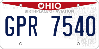 OH license plate GPR7540