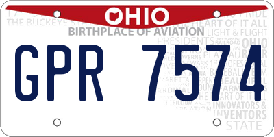 OH license plate GPR7574