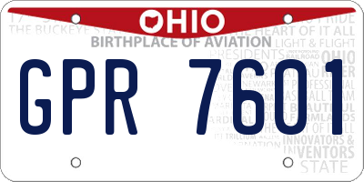 OH license plate GPR7601