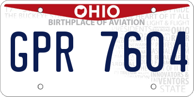 OH license plate GPR7604