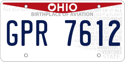 OH license plate GPR7612