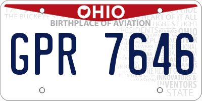 OH license plate GPR7646