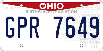OH license plate GPR7649