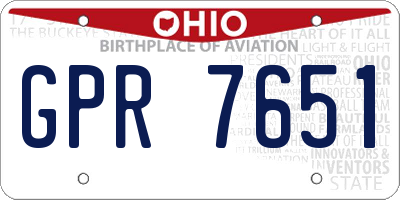 OH license plate GPR7651