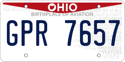 OH license plate GPR7657