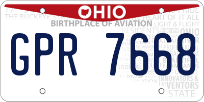 OH license plate GPR7668