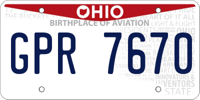 OH license plate GPR7670