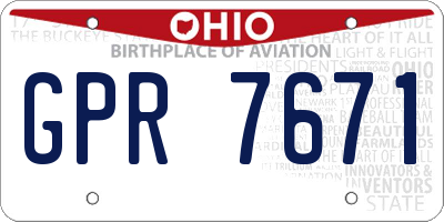OH license plate GPR7671