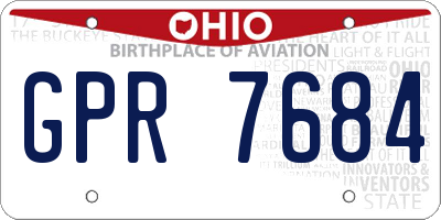 OH license plate GPR7684