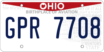 OH license plate GPR7708