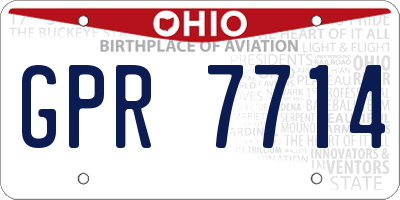 OH license plate GPR7714