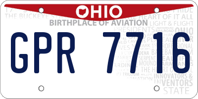 OH license plate GPR7716