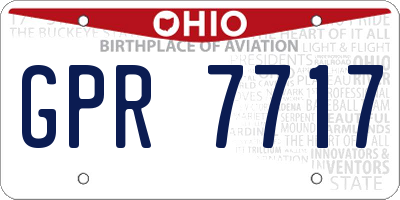OH license plate GPR7717