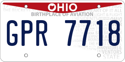 OH license plate GPR7718