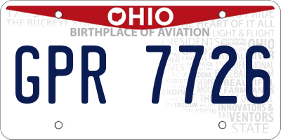OH license plate GPR7726