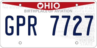 OH license plate GPR7727